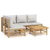 vidaXL Set Salotto da Giardino 5pz con Cuscini Grigio Chiaro Bamb&ugrave;