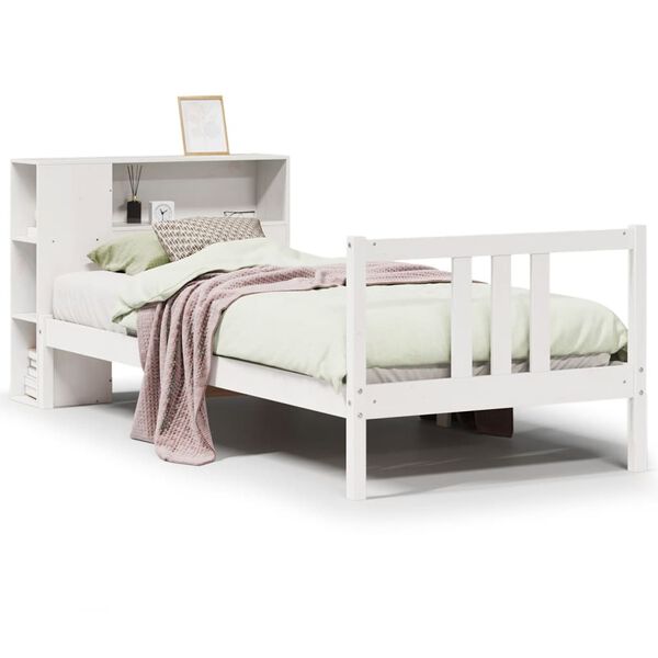 vidaXL Letto Libreria senza Materasso Bianca 90x200 cm Legno di Pino