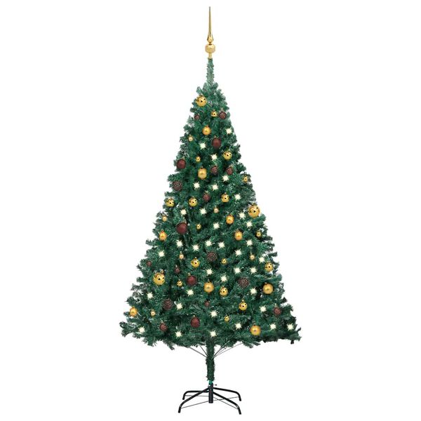 vidaXL Albero di Natale Preilluminato con Palline Verde 180 cm PVC
