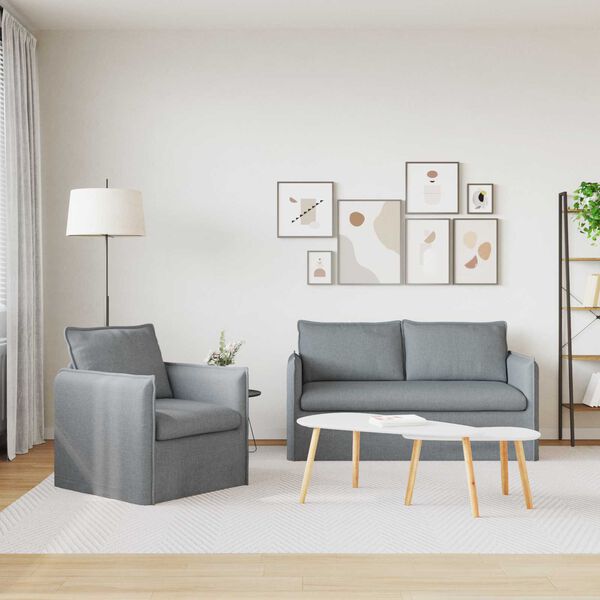 vidaXL Set di divani 2 pcs Grigio chiaro 196 x 82 x 85 cm Tessuto