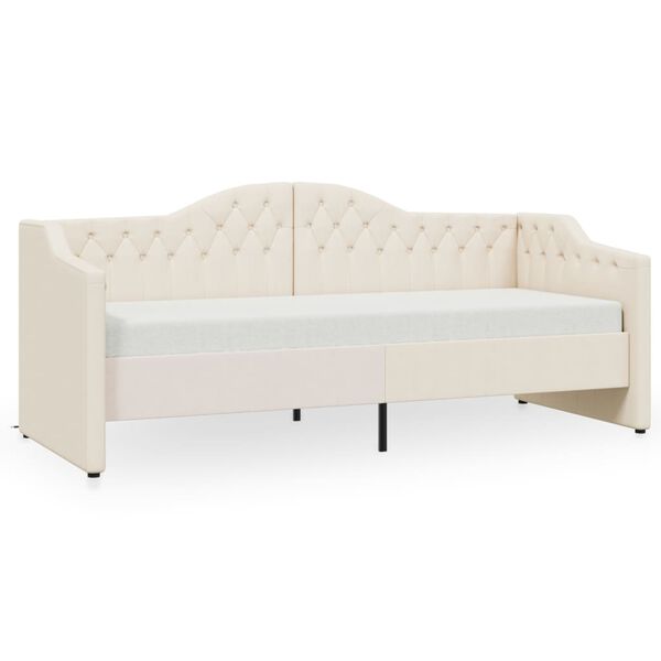 vidaXL Dormeuse con Materasso USB Crema in Tessuto 90x200 cm