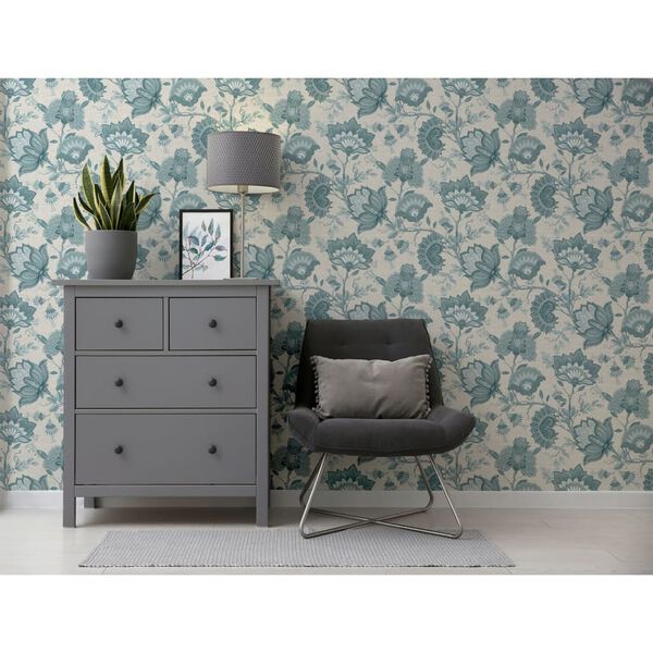 DUTCH WALLCOVERINGS Carta da Parati Krisha Bianco e Blu