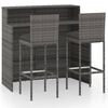 vidaXL Set Bar da Giardino 3 pz con Cuscini Grigio