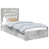 vidaXL Letto con Contenitore con testiera Grigio cemento 90 x 190 cm