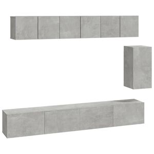 vidaXL Set di Mobili Porta TV 6 pz Grigio Cemento in Legno Multistrato