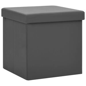 vidaXL Sgabello con Contenitore Pieghevole Grigio in PVC