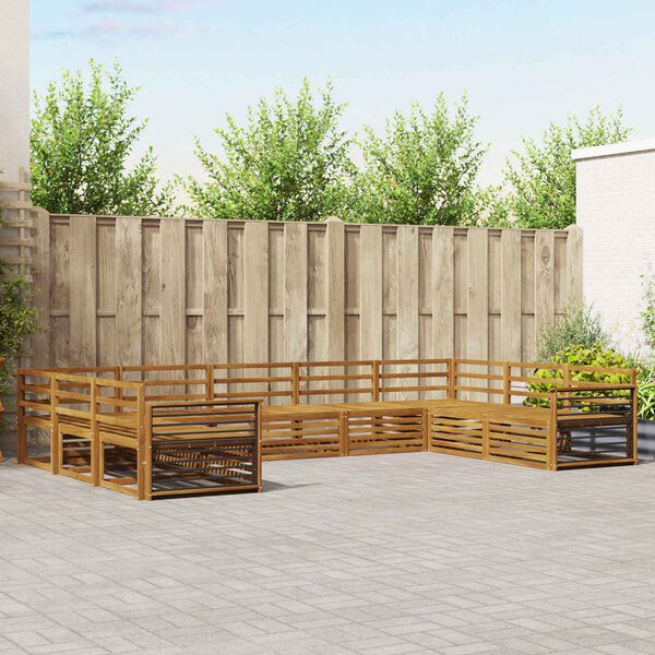 vidaXL Set divani 9 pcs Naturale Legno di Acacia Massello