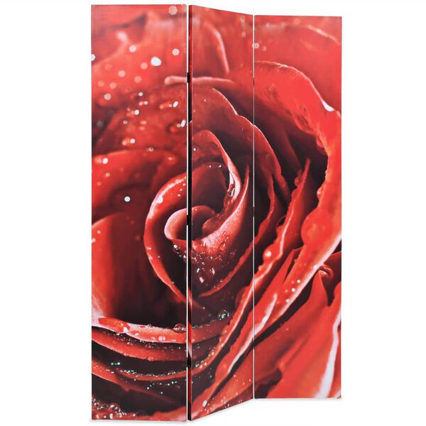 vidaXL Paravento Pieghevole 120x170 cm Stampa Rosa Rossa