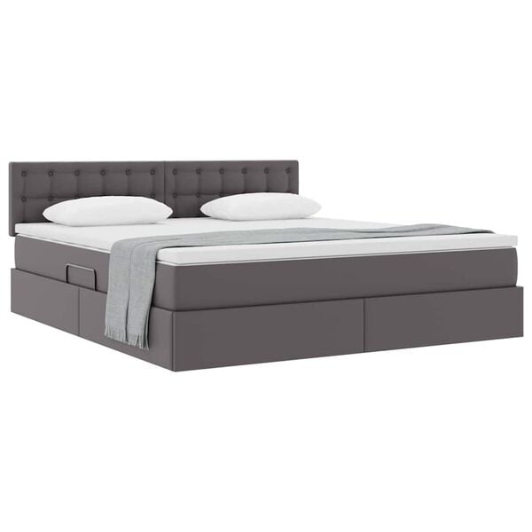 vidaXL Letto con contenitore e materasso Grigio 160 x 200 cm
