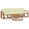 vidaXL Set di divani da esterno con cuscino 5 pcs Naturale e Crema