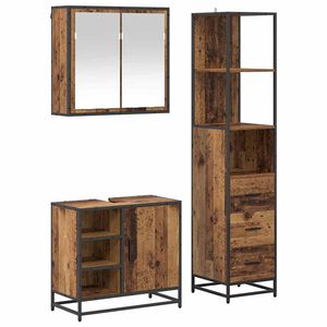 vidaXL Set di mobili per il bagno con cassetto 3 pcs Legno vecchio