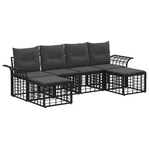 vidaXL Set di divani da esterno 6 pz Nero e Grigio scuro Poliestere