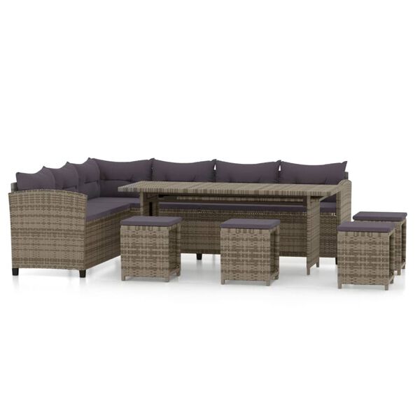 vidaXL Set Divani da Giardino 6 pz con Cuscini in Polyrattan Grigio