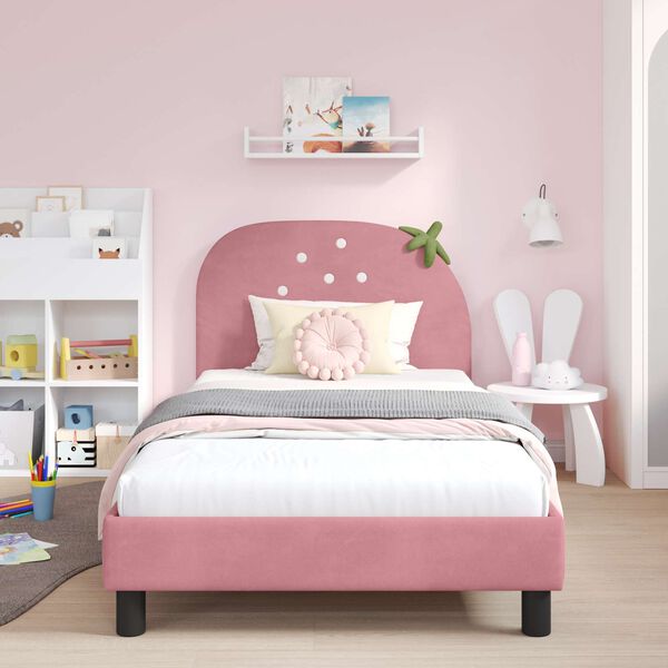 vidaXL Struttura letto bambini con testata Rosa 90 x 200 cm Velluto