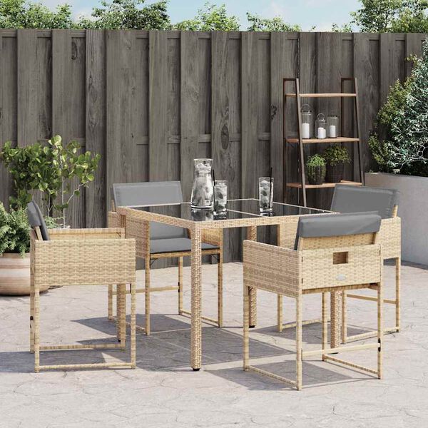 vidaXL Sedie da Giardino con Cuscini 4 pz Beige Misto in Polyrattan