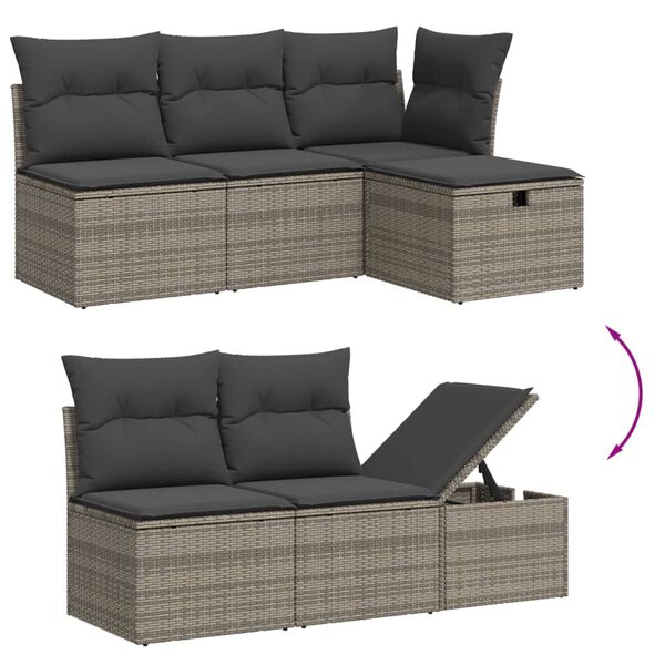 vidaXL Set Divani da Giardino 7 pz con Cuscini Grigio in Polyrattan