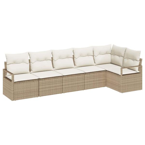vidaXL Set Divano da Giardino 6 pcs Beige e Bianco polyrattan
