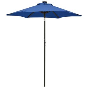 vidaXL Ombrellone con Luci LED Azzurro 200x211 cm in Alluminio