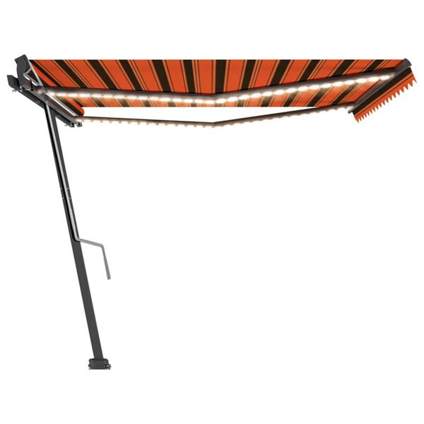 vidaXL Tenda da Sole Retrattile Manuale LED 400x300 cm Arancio Marrone