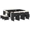 vidaXL Set da Pranzo da Giardino 11 pz con Cuscini in Polyrattan Nero