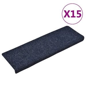 vidaXL Tappetini per scale autoadesivi 15 pz 65x21x4 cm blu bordo rettangolare