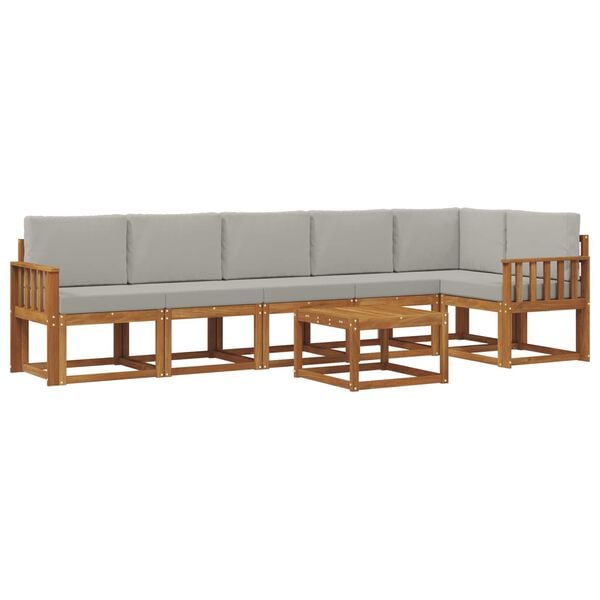 vidaXL Set di divani da esterno 7 pcs Grigio Naturale e Chiaro