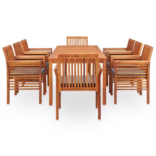 vidaXL Set da Pranzo da Giardino 9 pz con Cuscini Massello di Acacia
