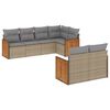 vidaXL Set Divani da Giardino 7 pz con Cuscini Beige in Polyrattan