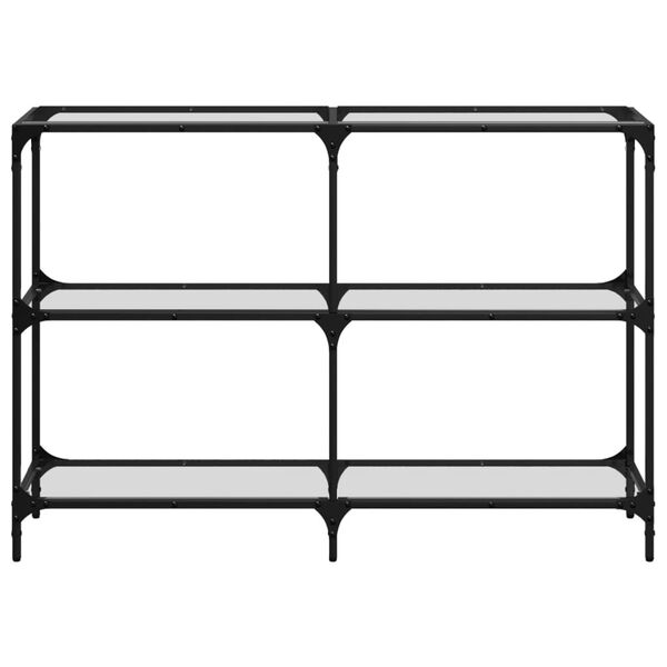 vidaXL Tavolino Consolle Piano Vetro Trasparente 118,5x30x81cm Acciaio
