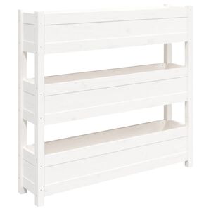 vidaXL Fioriera Bianca 112x25x104,5 cm in Legno Massello di Pino