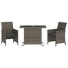 vidaXL Set da Bistr&ograve; 3 pz con Cuscini Grigio in Polyrattan
