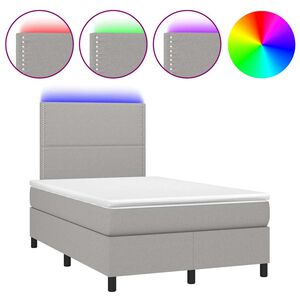 vidaXL Letto a Molle Materasso e LED Grigio Chiaro 120x190 cm Tessuto