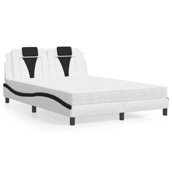 vidaXL Letto Viana con Materasso Bianco e Nero 140x190 cm in Similpelle