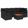 vidaXL Set Divano da Giardino con cuscino 7 pcs Nero Poly Rattan