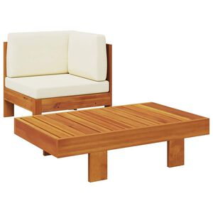 vidaXL Set Divani Giardino 2 pz Cuscini Bianco Crema in Legno d'Acacia