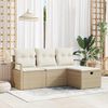 vidaXL Set Divano da Giardino con cuscino 4 pcs Beige Poly Rattan