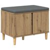 vidaXL Panca per scarpe con cuscino Rovere Artigianale 60 x 38 x 46 cm
