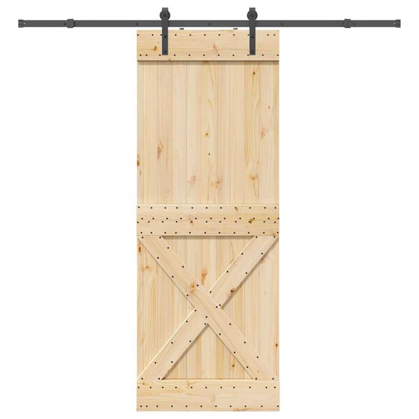 vidaXL Porta Scorrevole con Set Hardware 85x210 cm Legno Massello Pino