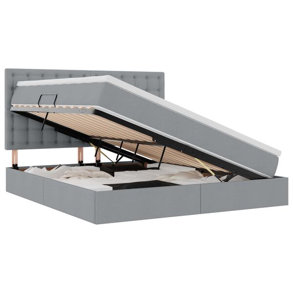 vidaXL Letto con contenitore e LED con led Grigio chiaro 180 x 200 cm