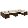 vidaXL Set Divani da Giardino 11 pz con Cuscini in Polyrattan Marrone