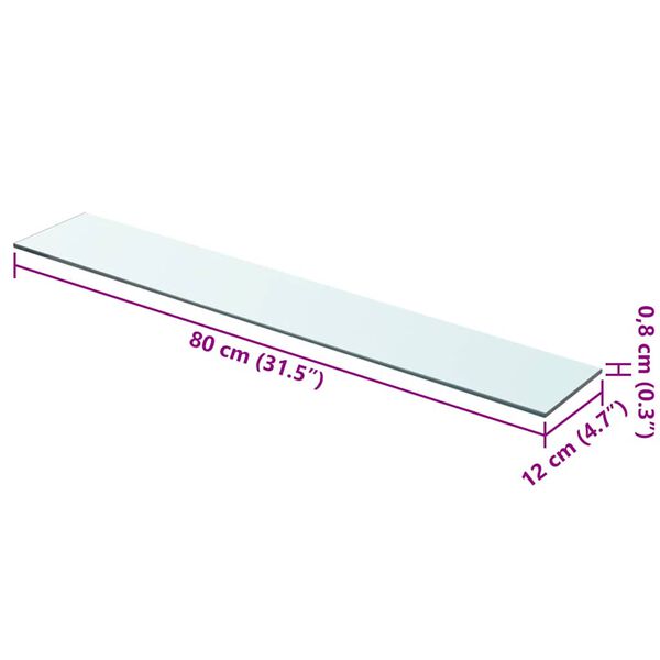 vidaXL Mensola in Vetro Trasparente 80x12 cm