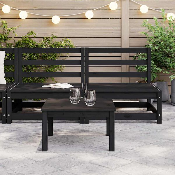 vidaXL Divani Centrali Giardino 2 pz in Massello di Pino Nero