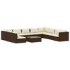 vidaXL Set Divani da Giardino 11 pz con Cuscini in Polyrattan Marrone