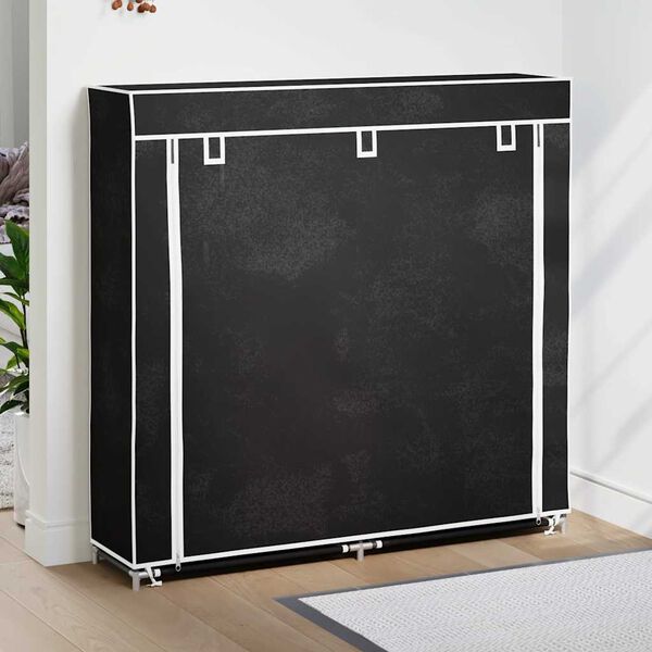 vidaXL Scarpiera in Tessuto Richiudibile 115 x 28 x 110 cm Nera