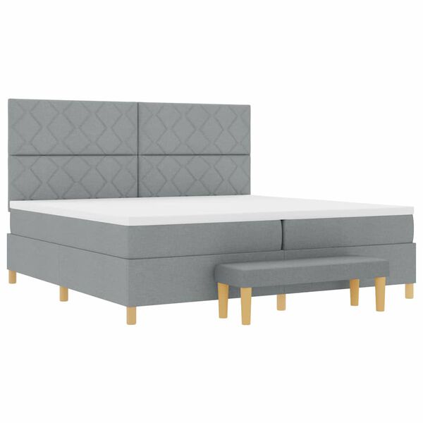 vidaXL Letto a molle con materasso Grigio chiaro 200 x 200 cm Tessuto