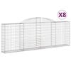 vidaXL Cesti Gabbioni ad Arco 8 pz 300x30x100/120 cm Ferro Zincato