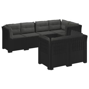 vidaXL Divano 7 Posti da Giardino con Cuscini Aspetto Rattan PP