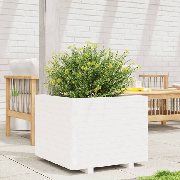 vidaXL Fioriera da Giardino Bianca 60x60x49,5cm Legno Massello di Pino
