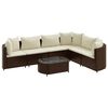 vidaXL Set Divani da Giardino 7 pz con Cuscini Marrone in Polyrattan