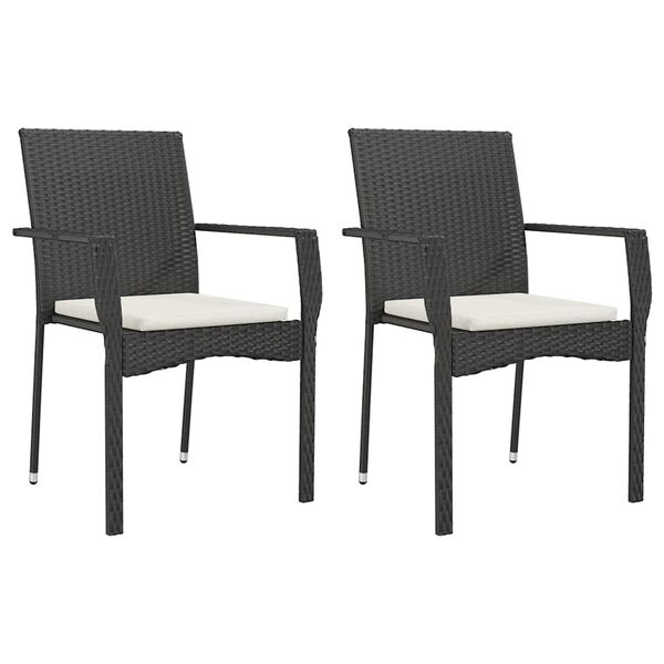 vidaXL Set da Pranzo da Giardino 7 pz Nero con Cuscini in Polyrattan